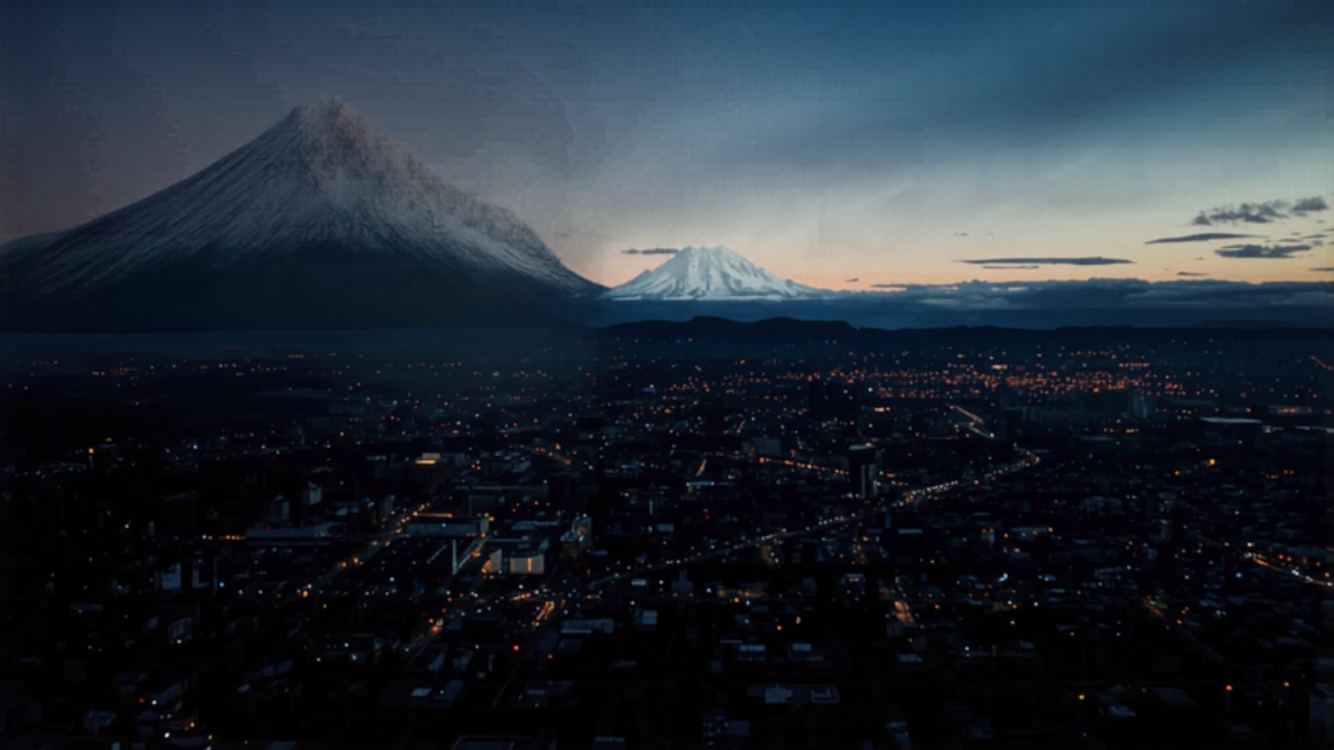 Aerial view of Portland Oregon with Mt Hood at golden hour, representing search engine optimization services